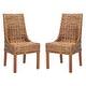SAFAVIEH Dining Rural Woven St Thomas Indoor Wicker Brown Sloping Arm Chairs (Set of 2) - 20" x 24" x 39" - Thumbnail 2