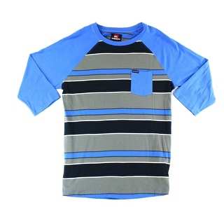 Quiksilver NEW Blue Grey Mens XL 3/4 Sleeve Crewneck Raglan Tee Shirt