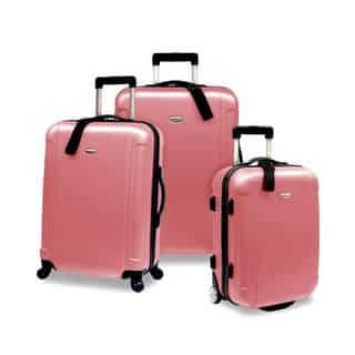Travelers Choice Freedom 3 Piece Lightweight Hard-Shell Spinning Rolling Luggage Set - Dusty Rose