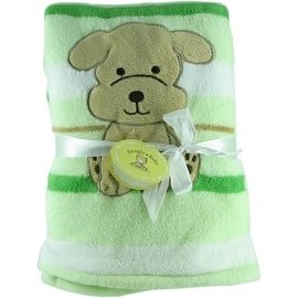 Snugly Baby Green Fleece Baby Blanket w/ Embroidered Puppy