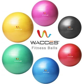 Wacces Exercise Workout Ball for Yoga Fitness Pilates Sculpting with Dual Action Pump