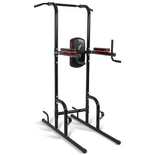 Akonza Power Tower, Multi Station Workout Pull-Up, Push-Up, Dip Station, Knee Raise with Cushion Pad, Black