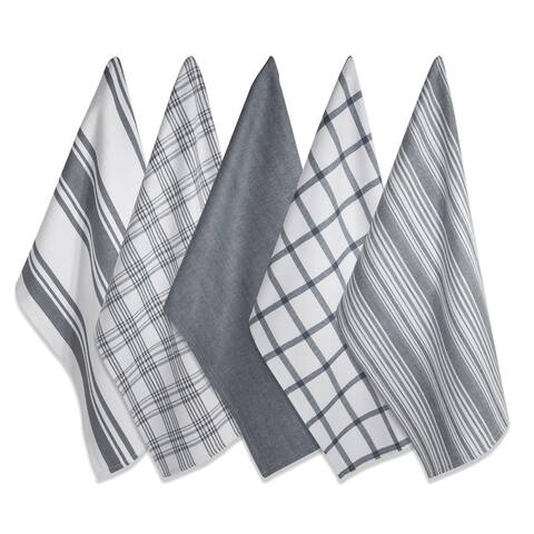 Design Imports Assorted Woven Dishtowel Set of 5 (28 inches long x 18 inches wide)