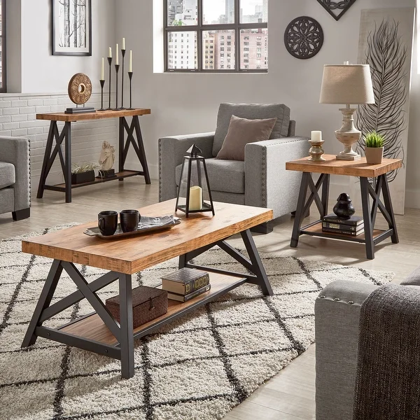 Bryson Rustic X-Base Accent Tables by iNSPIRE Q Classic