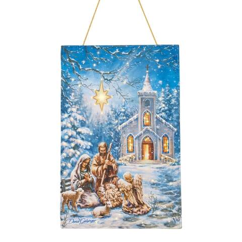 Nativity at the Chapel Christmas Fiber Optic Wall Tapestry - 17.000 x 4.250 x 4.000