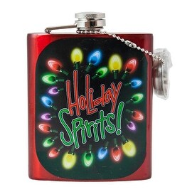 Holiday Helper 7 Ounce "Holiday Spirits!" Stainless Steel Hip Flask