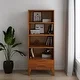 Thumbnail 1, WYNDENHALL Pearson SOLID HARDWOOD 60 inch x 24 inch Mid Century Modern Bookcase with Storage - 24"w x 16"d x 60"h.