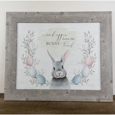Just Hoppin Down The Bunny Trail Easter Framed Art Sign