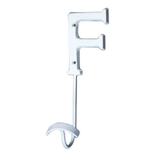 Letter Hook F Wrought Iron White Decorative