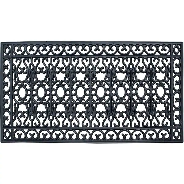 A1HC First Impression Scrollwork 24 In. X 48 In. 100% Rubber Beautifully Hand Finished Elegant Large Double Doormat - 24"x48"