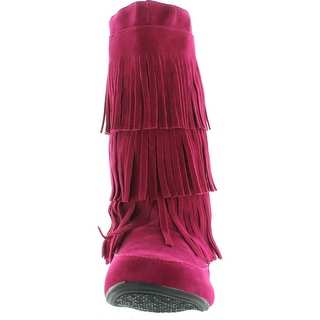 Ositos Kids Girls Bdw16-K Tall Suede Fringe Moccasin Boots