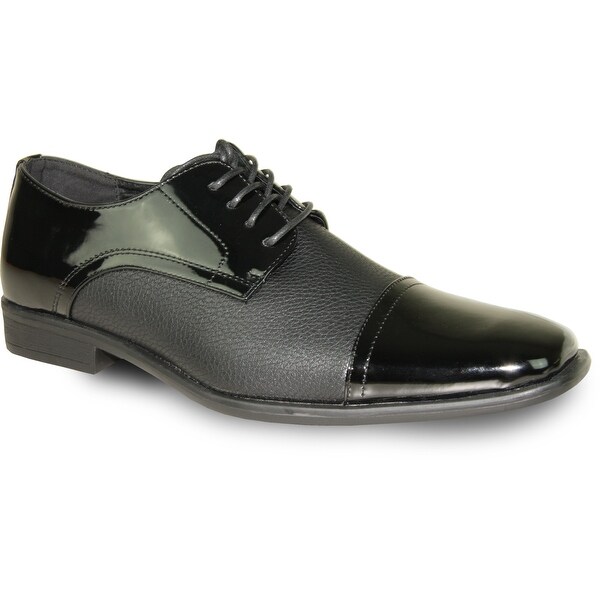 BRAVO Men Dress Shoe NEW KELLY-2 Oxford Black Patent - Wide Width Available. Opens flyout.