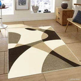 AllStar Rugs Ivory Modern Geometric Formal Abstract Area Rug (7' 9" x 10' 5")