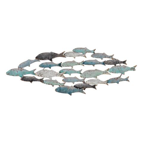 Metal School of Fish Wall Decor - Blue