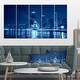 Designart 'Blue Chicago Skyline Night' Cityscape Photo Large Canvas Print - Blue - Thumbnail 0