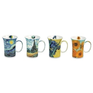 Van Gogh Coffee Mugs In Gift Box - Bone China - 10 Oz Cups - Set Of 4