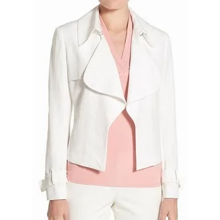 Anne Klein NEW White Women's Size 16 Notch-Collar Draped Jacket