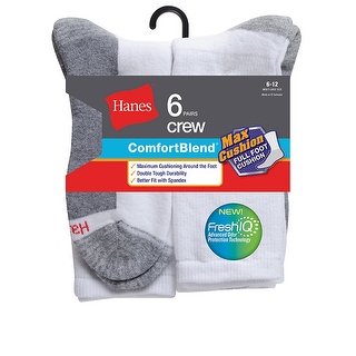 Hanes Men's ComfortBlend Max Cushion Crew Sock 6-Pack