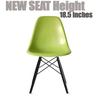 2xhome Green - Eames Style Bedroom & Dining Room Side Ray Chair with Eiffel Dark Wood Dowel Legs