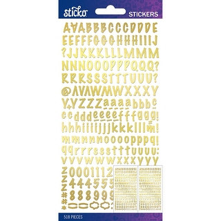 Sticko Alphabet Stickers-Gold Foil Marker Small