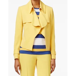 Anne Klein NEW Yellow Women's Size 14 Basic Cropped Trench Jacket