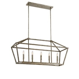 Millennium Lighting 3245 5 Light 40" Length Linear Pendant with Open Frame Cage and Candle Style Lights