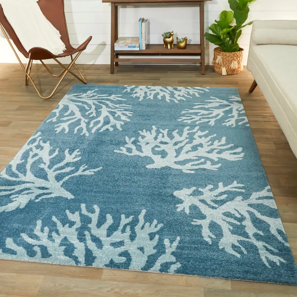 Caistor Coastal Coral Reef Pattern Tropical Area Rug