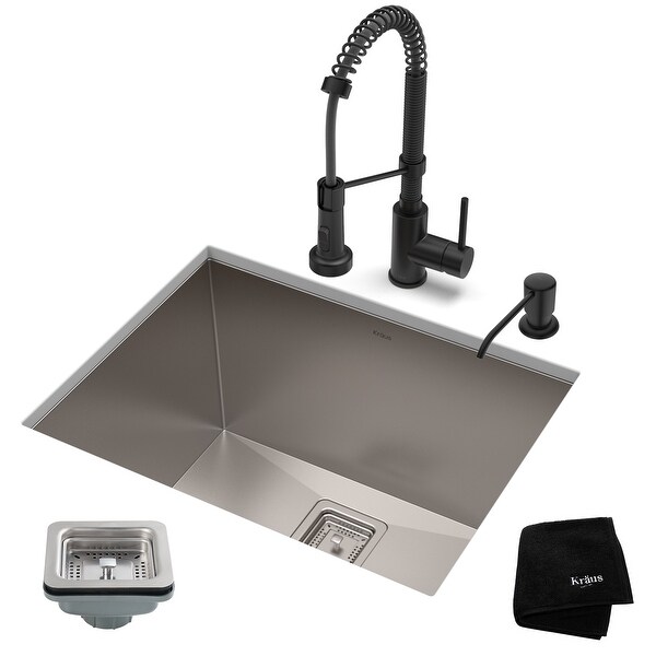 Kraus 3-in-1 Set Undermount Kitchen Sink, Pulldown Faucet, Dispenser