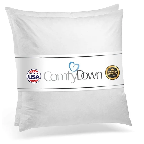 ComfyDown - Set of Two - 95% Feather 5% Down, Square Pillow Insert.