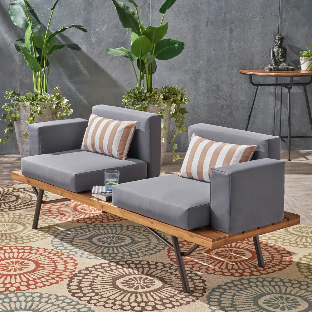 Canoga Outdoor Industrial 2-seater Sofa by Christopher Knight Home
