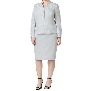 Le Suit NEW Gray Women's Size 20W Plus Printed Seamed Skirt Suit Set