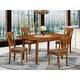 5 Piece kitchen table set Table with Leaf and 4 Plainville Dining Table Chairs - Saddle Brown Finish (Finish Option) - Thumbnail 0