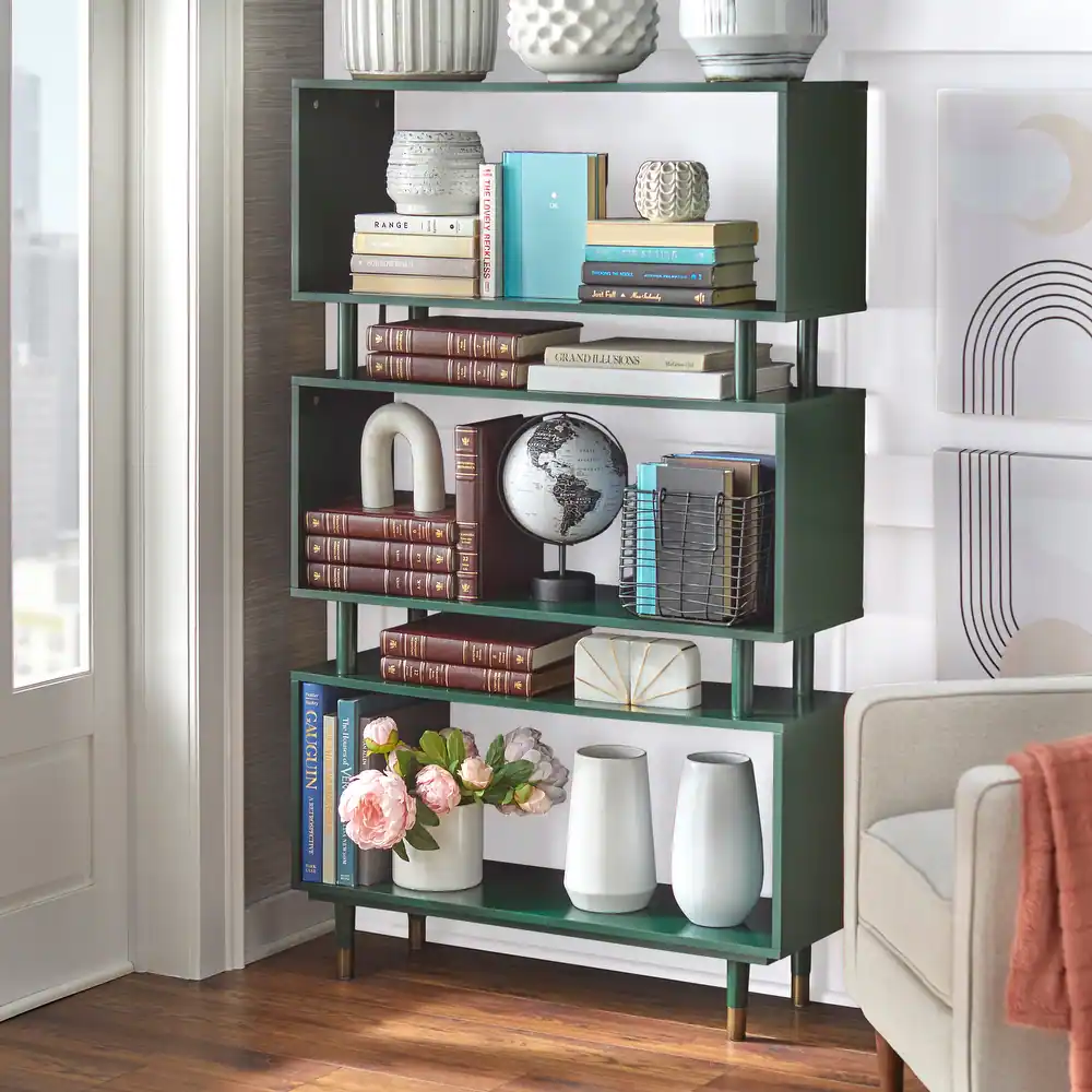 Simple Living Margo Mid-Century Modern 3-tier Bookshelf - 59.5"h x 36"w x 11.8"d