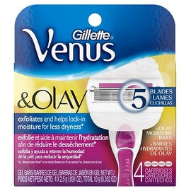 Gillette Venus & Olay Sugarberry Scent Razor Blade Refills, 4 ea