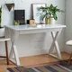 48-inch White X-Frame Computer Desk with Glass Top - Thumbnail 0