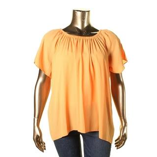 Vince Camuto Womens Plus Off The Shoulder Georgette Casual Top