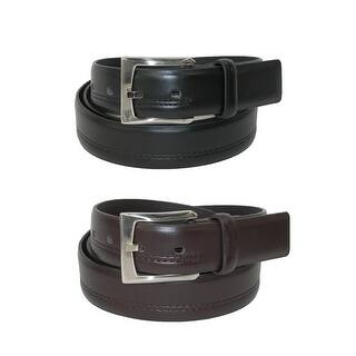 Aquarius Men's Big & Tall Double Stitched Belts (Pack of 2) - Black/Brown