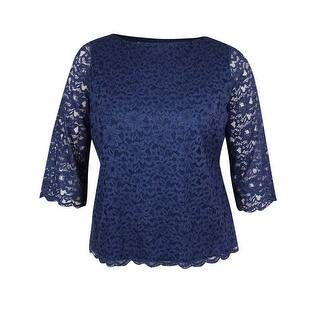 Charter Club Women's Bateau Illusion-Sleeves Lace Top - 0X