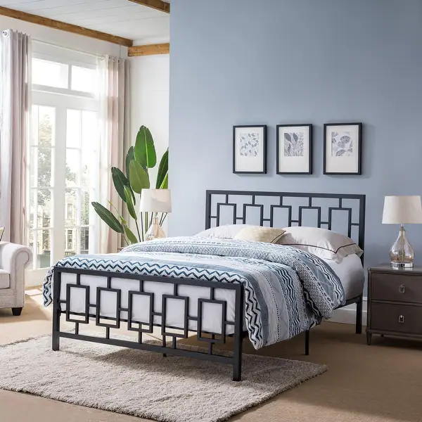 Claudia Queen-size Modern Iron Bed Frame by Christopher Knight Home