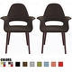 2xhome Set Of Two (2) Organic Style Upholstered Eames Arm Chair with Dark Brown Natural Wood Leg