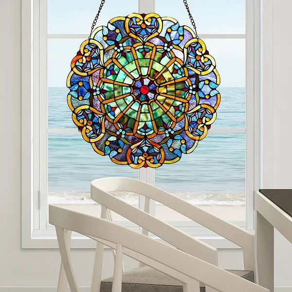 Stained Glass Webbed Heart 22" Window Panel