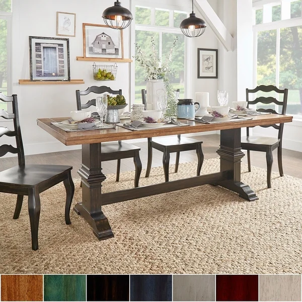 Eleanor Two-tone Rectangular Solid Wood Top Dining Table by iNSPIRE Q Classic. Opens flyout.