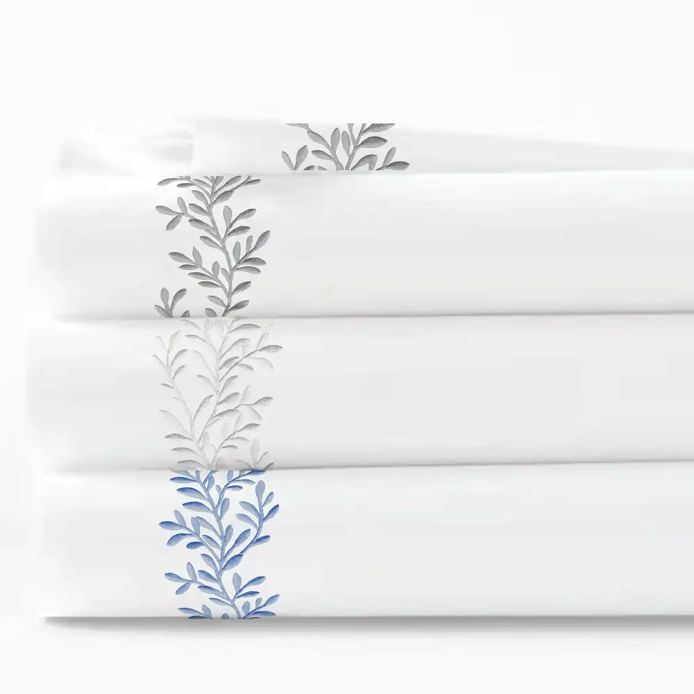 Home Sweet Home Collection 600TC Cotton Floral Vine Embroidery Sheet Set - 3 colors