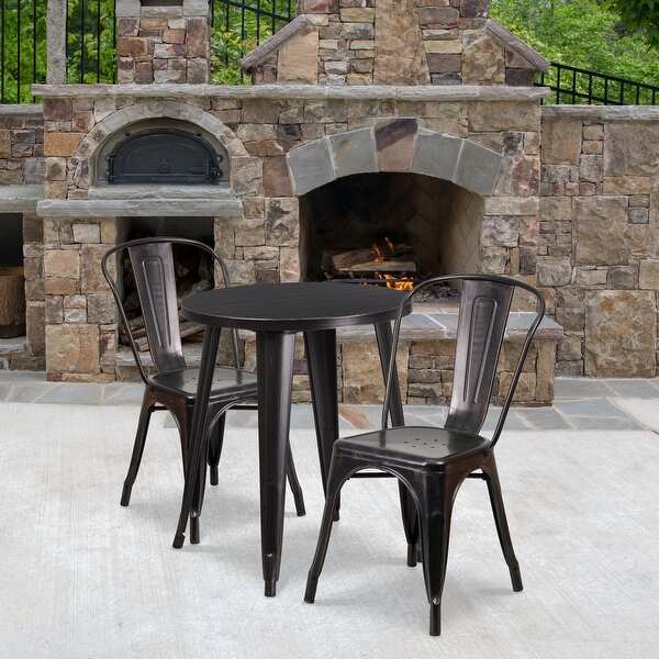 24'' Round Metal Indoor-Outdoor Table Set with 2 Cafe Chairs. Opens flyout.