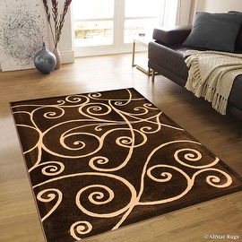 Allstar Brown Abstract Modern Area Carpet Rug (7' 10" x 10' 2")