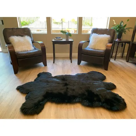 Highland Select Bear Shape Natural Long Wool Sheepskin Shag Rug