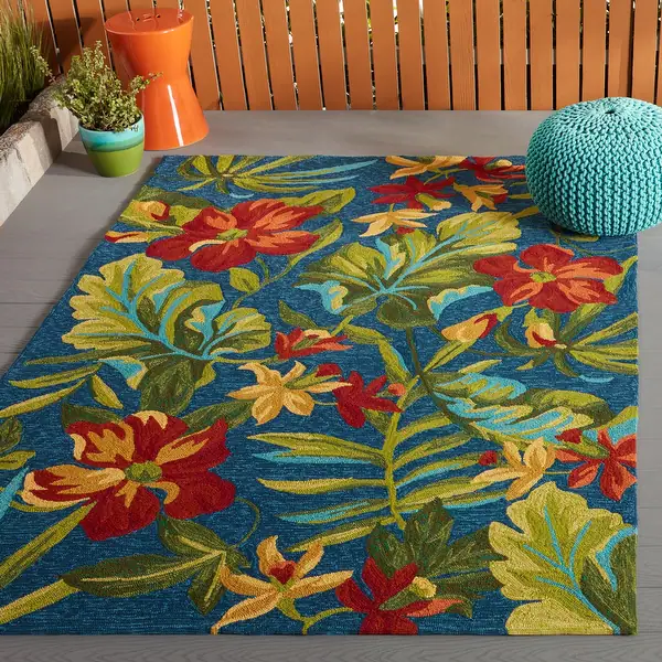 Miami Spiced Orchid Blue- Green Indoor/ Outdoor Rug