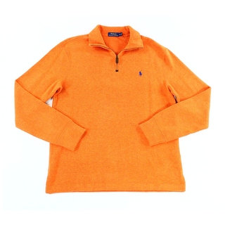 Polo Ralph Lauren NEW College Orange Mens Size Large L 1/2 Zip Sweater