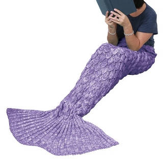 Women's Mermaid Tale Blanket - Purple - Knit Afghan Throw Personal Fantasy Blanket