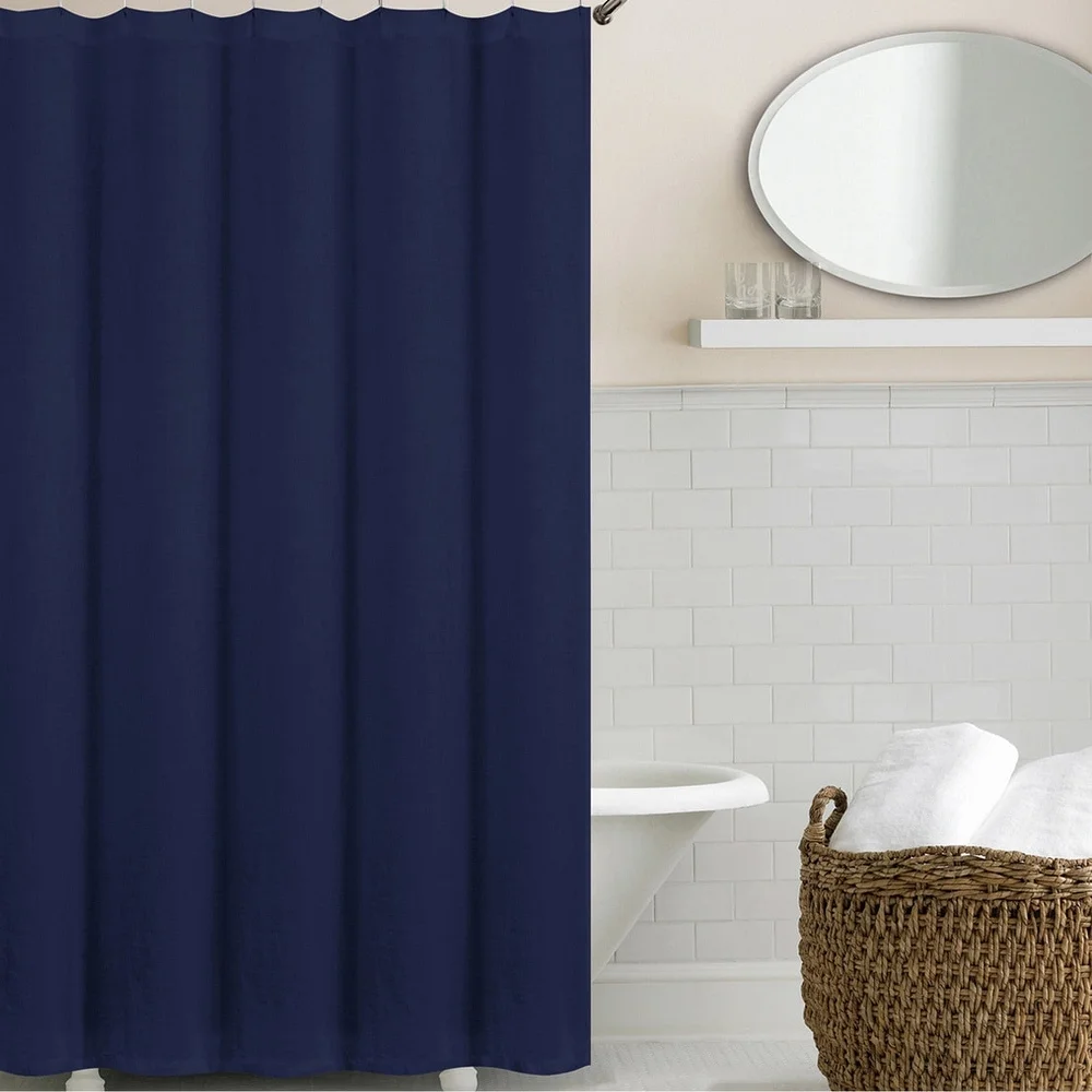Echelon Home Washed Belgian Linen Shower Curtain